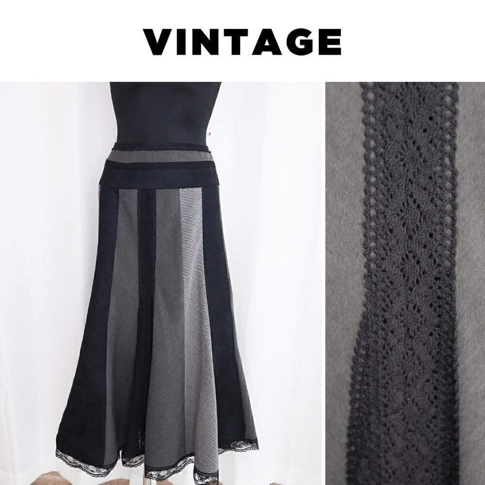 Vintage Y2K Fairycore Patchwork Midi Skirt Sz 10